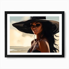 Illustration of an African American woman at the beach 84 Art Print