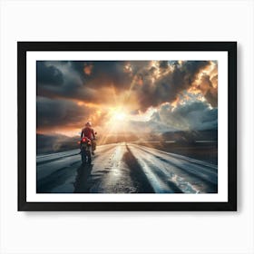 Rider On Red Bike (25) Art Print