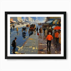 Wet Day In Melbourne 1930s Art Print