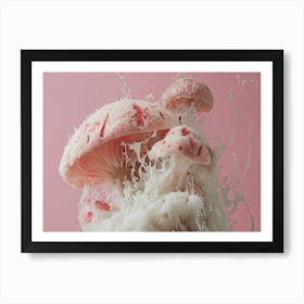 Pink Mushroom Splash Art Print