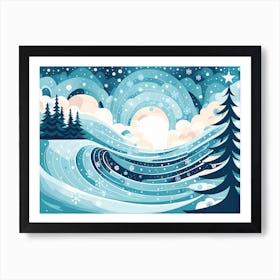 Christmas Snowy Winter Landscape vector art 2 Art Print