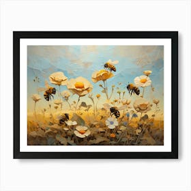 Bees In The Field Art Print