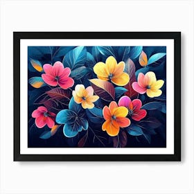 Beautiful Illustration Of Colorful Flowers Poster