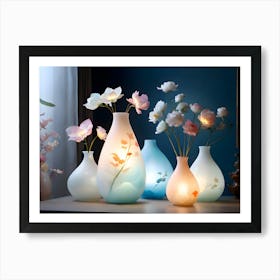 Four Vases With Flowers Art Print