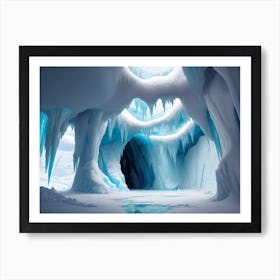 Interior Of An Ice Cave At The Edge Of A Glacier Art Print