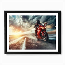 Rider On Red Bike (23) Art Print