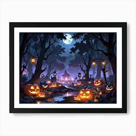 Halloween Pumpkins In The Woods Art Print