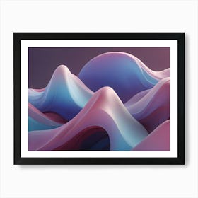 A 3d Illustration Of Flowing, Abstract Shapes In Shades Of Pink, Blue, And Purple Art Print