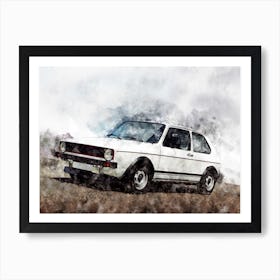 Golf I GTI White Art Print