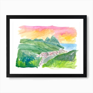 Impressive Pitons In St Lucia And Soufriere Art Print