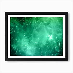 Pastel Greens Galaxy Space Background Art Print