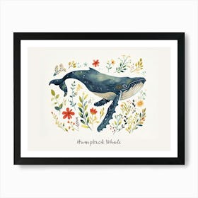 Little Floral Humpback Whale 2 Poster Art Print