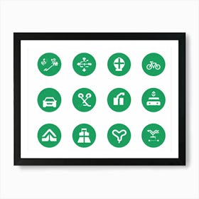 Green And White Icons Art Print