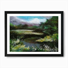 Landscape Painting, Oil On Canvas, Brown Color Art Print