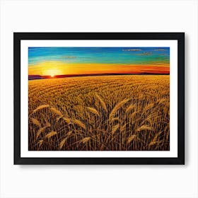 Sunset Over A Wheat Field 10 Art Print