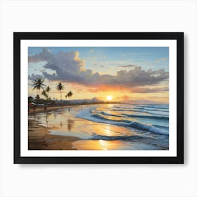 Sunset On The Beach Art Print