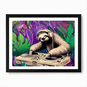 C A Sloth Dj H1 Art Print