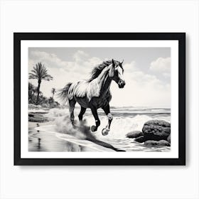 A Horse Oil Painting In Eagle Beach, Aruba, Landscape 2 Art Print