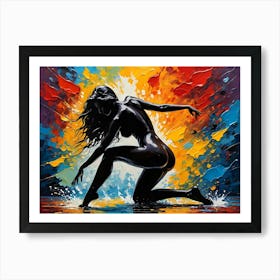  Naked woman silhouette with abstract background - Acrylic oil painting #3 Art Print