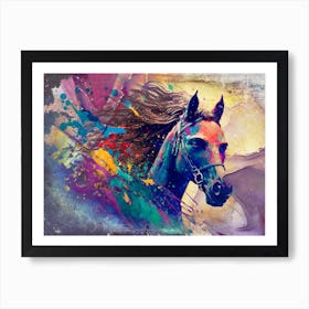 Horse Art Painting Drawing Vintage Retro Illustration Design 28 Art Print