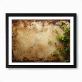 Rusty Frame With Green Plants Art Print