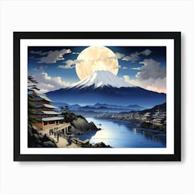 Moonlight Over Mount Fuji Art Print