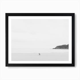 A Lovers Walk, Black And White St Sebastioan, Spain Art Print