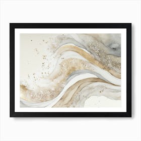 Elegant Natural White Gold Marble Art Print