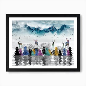 Deer In The Mountains Art Print