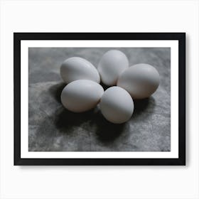 White Eggs On A Table 1 Art Print