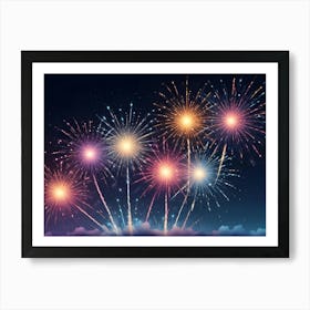 Abstract Image Of A Colorful Firework Display Against A Dark Blue Night Sky 1 Art Print