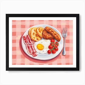 Breakfast Pink Checkerboard 2 Art Print