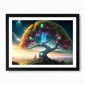 Cyber Tree City Art Print