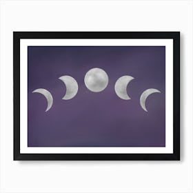 Moon Phases - Dark Blue - Moon Magic Art Print