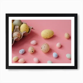 Easter Eggs On Pink Background 6 Art Print