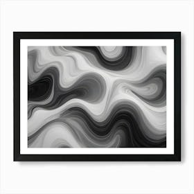 Abstract Image Of Black And White Swirls, Resembling Liquid Marble Or A Swirling Galaxy Art Print