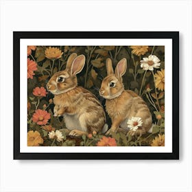 Floral Animal Illustration Rabbit 2 Art Print