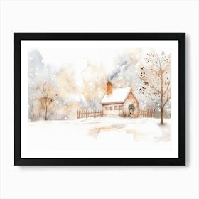 Winter House In The Snow Art Print