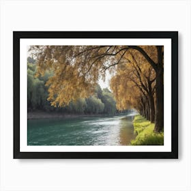 Waterway Surrounded By Trees Art Print