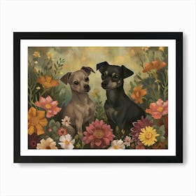 Floral Animal Illustration Dog 3 Art Print