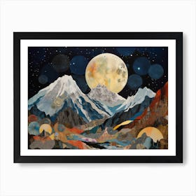 Moon and Mountain Peaks Art Print