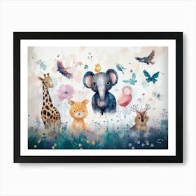 Animals And Pastel Colors 1 Art Print