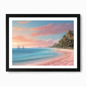 Sunset At The Beach Paintings Art Print 9 Art Print