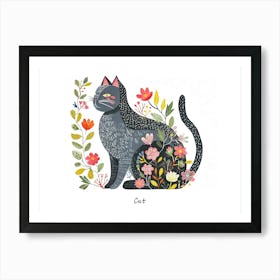 Little Floral Cat 2 Poster Art Print