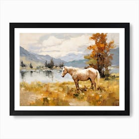 Horses Painting In Queenstown, New Zealand, Landscape 1 Art Print