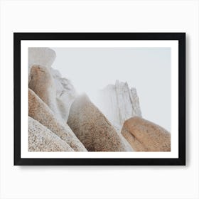 Neutral Beach Boulders Art Print