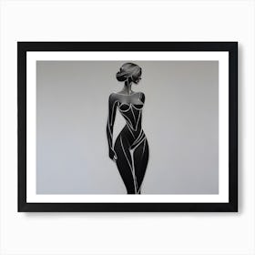 Woman In Black And White 1 Art Print