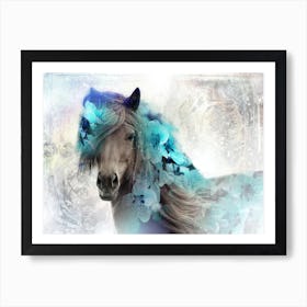 Horse Art Illustration In A Photomontage Style 11 Art Print