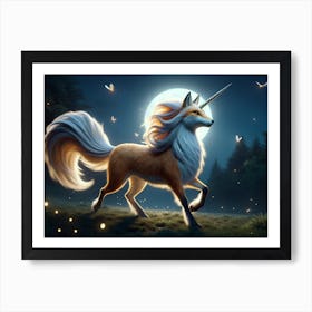 Magical Unicorn-Fox Fantasy Art Print