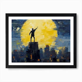 The man and moon. Art Print